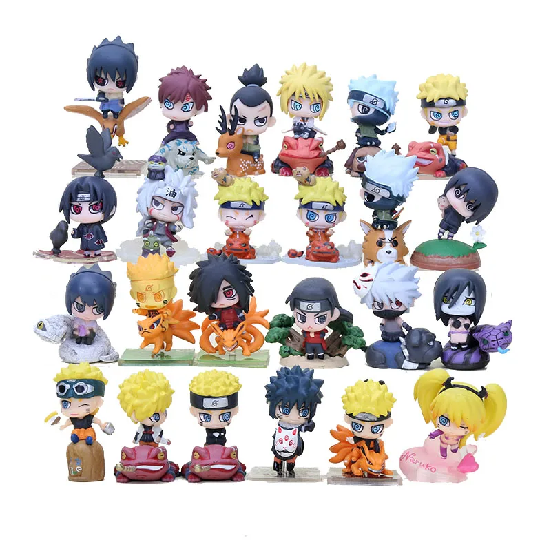 

6pcs/lot Naruto Akatsuki Q Version Naruto Sasuke Yondaime Minato Kyuubi Kurama Naruko PVC Figure Model Toys