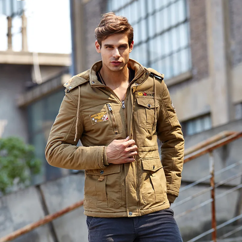

Winter 2019 Military Thick Snow Parka Men Jackets Coats Warm 98% Cotton Size 4XL Bomber windbreaker airborne Male Casual Jacket