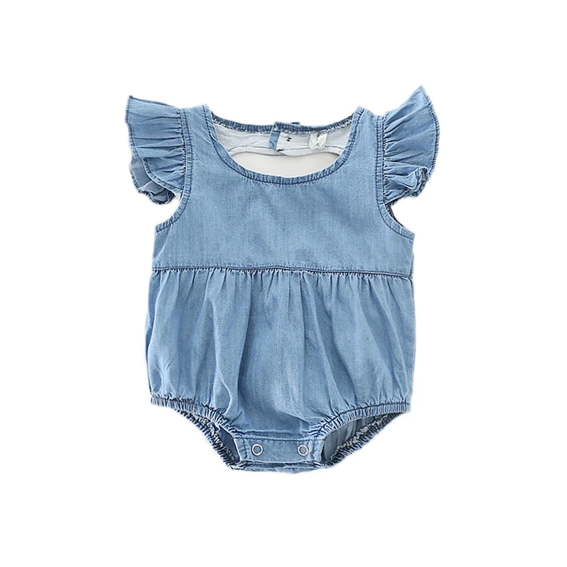 

Fashion rompers cute bebe birthday clothes girls cotton cowboy newborn sleeveless infant jumpsuit