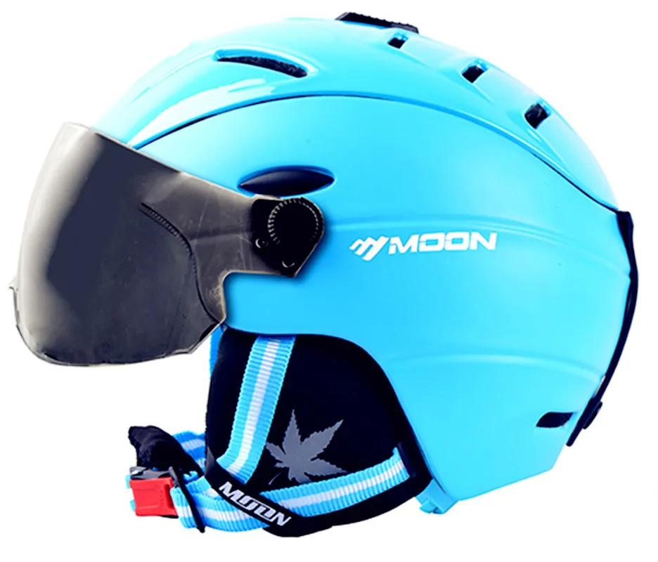 MOON Skiing Helmet with goggles Integrally molded PC+EPS Ski Helmet
