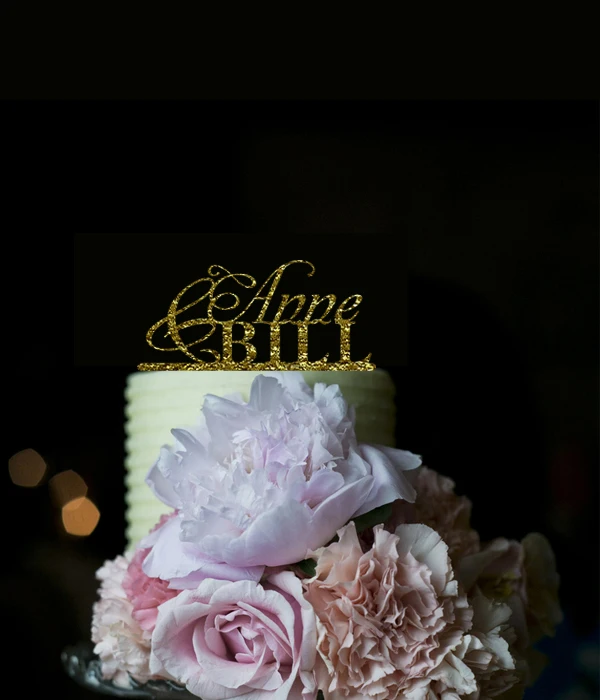 Fashion Customize Name Acrylic Gold Rhinestone Monogram Wedding