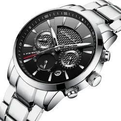 Crrju Для мужчин s часы лучший бренд Роскошный хронограф кварцевые часы Для мужчин аналоговый Дата Повседневное военные спортивные наручные