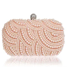 Neue Frauen Abendtaschen Solide Perlen Kupplung Dame Hochzeit Taschen Frauen Geldbeutel und Handtaschen Oval Metall CrossBody Tasche