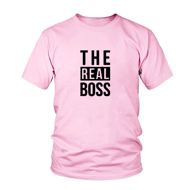 Matching Couple Shirts His And Her Couple T-Shirt Casual Funny Wedding T Shirts The Boss Real Boss T Shirt Anniversary Gift
