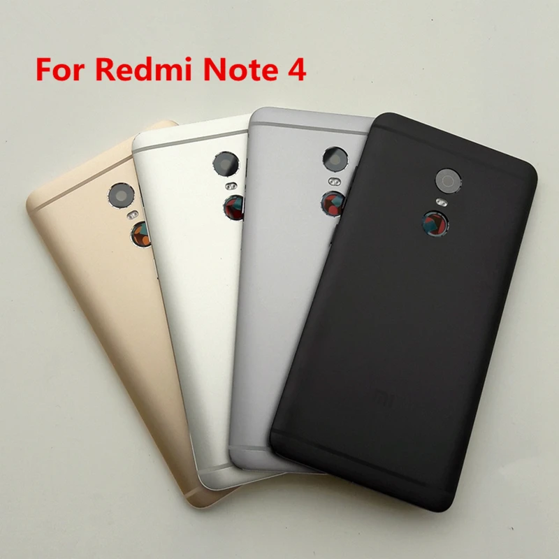 

New Metal Battery Door Back Rear Cover case housing For Xiaomi Redmi Note 4 Global With Camera Lens+Power Volume Buttons
