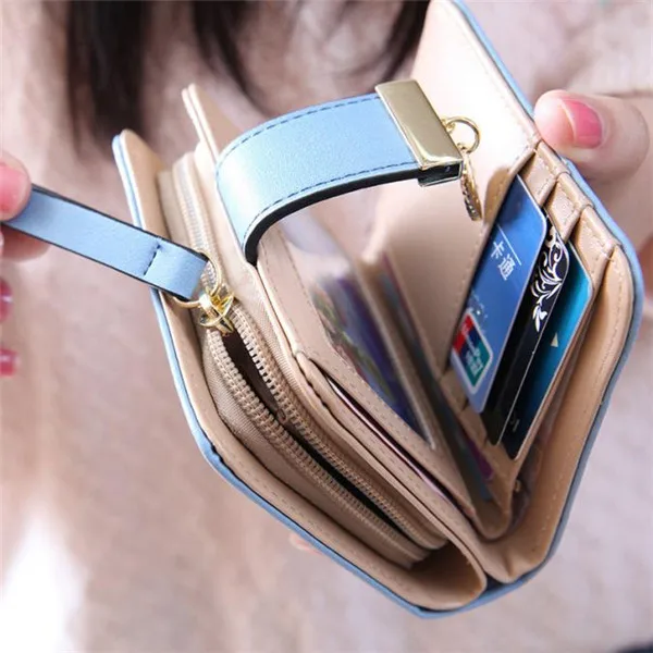 Женский кошелек с листом, Двойной Кожаный клатч, держатель для карт, кошелек, сумочка, дизайнерский бренд, Дамский удобный короткий кошелек, 0