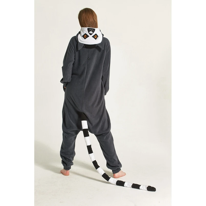 LEMUR животных Косплэй костюм Onesie Толстовка для взрослых Для женщин Для мужчин Хэллоуин для отдыха и вечеринок флис полной длины