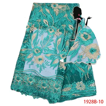 

Green Color French Lace Material African Tulle Lace Fabric With Beaded And Stones For Nigerian Wedding African Lace AMY1928B-2
