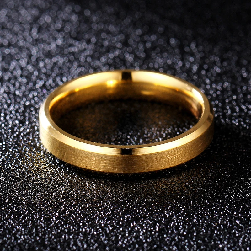 

4mm Dull Polish Gold Color Titanium Ring For Men and Women