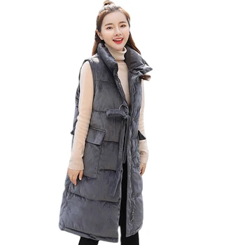 

2019 Winter Fashion New Cotton Vest Coat Female Gold Velvet Vest Korean Style Down Cotton Padded Sleeveless Vest Outwear CM628