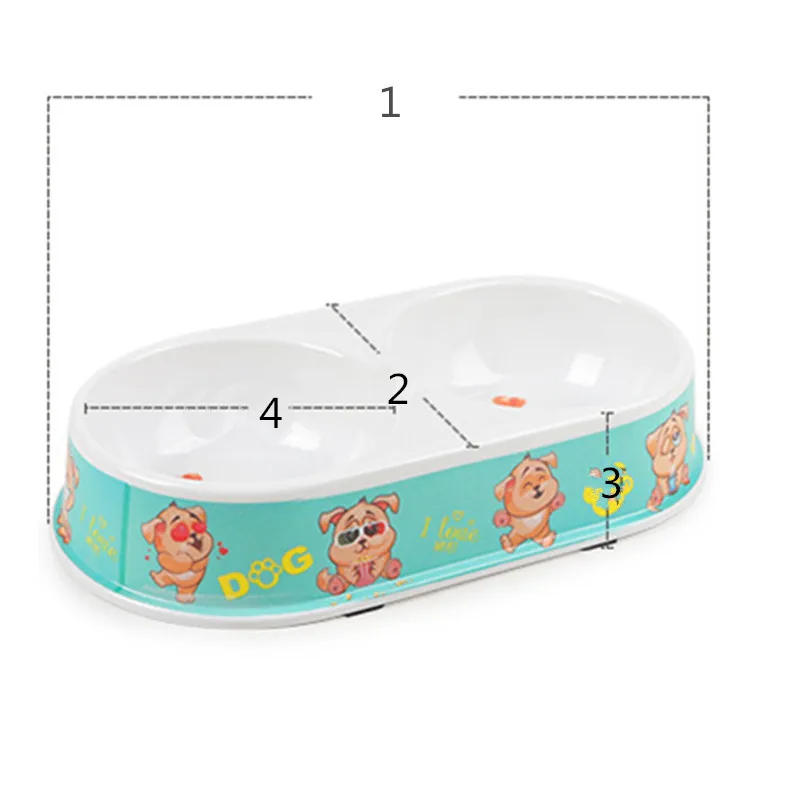 Dog Bowl Pet Sterile Tableware Pet Feeding Watering Supplies Oval double bowl color economy pet dog bowl Household MayT4  (2)