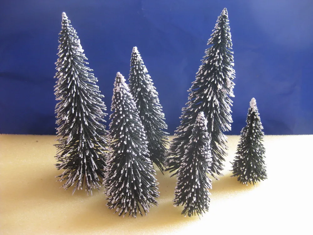 

XS001 20pcs Model Trees Pine Cedar Winter White Snow Trees OO HO Scale New Different Sizes