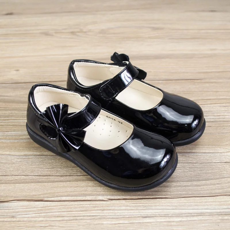 Girls Students Shoes Children Patent Leather Uniform Shoes Campus Black