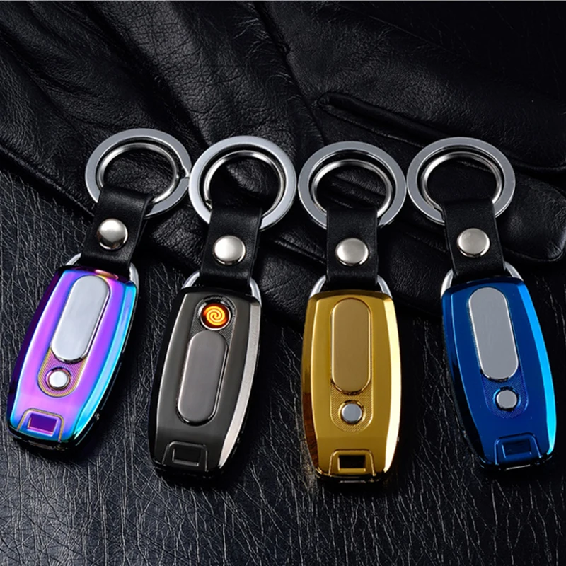 Новинка 2018 металлическая перезаряжаемая Электронная зажигалка USB брелок для