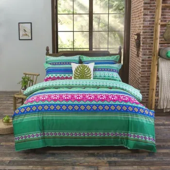

Bohemia Exotic Patterns Design Bedding Set Retro Quilt Cover Set with Pillowcases Boho Floral Bright Pink Bedding Set