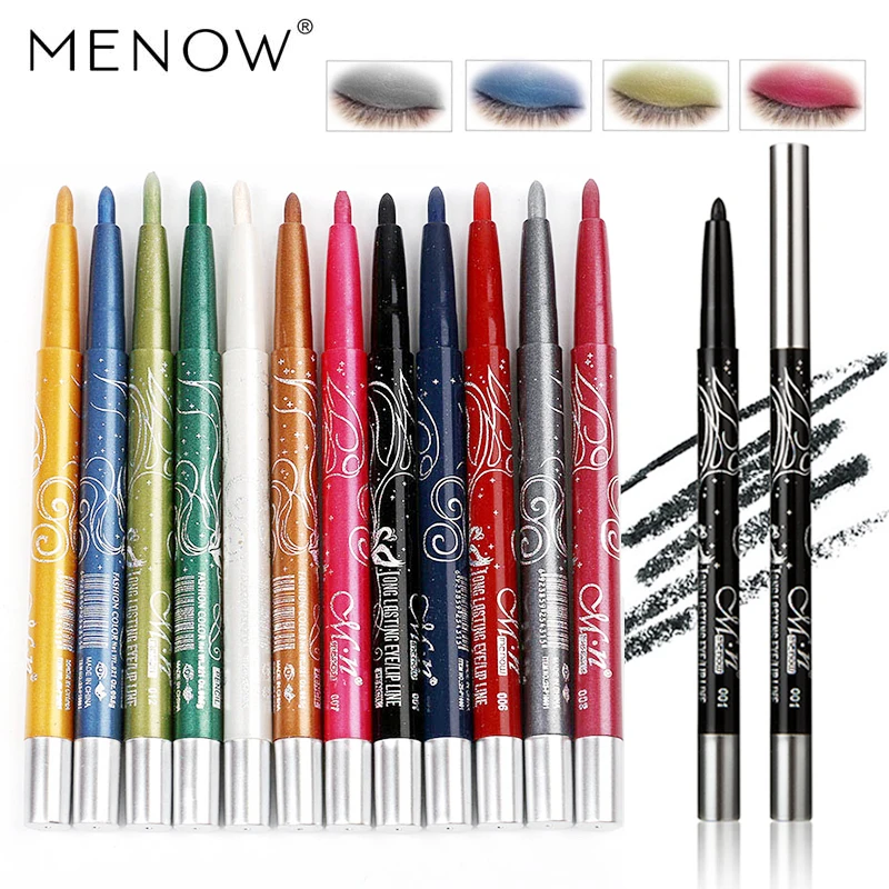 

MENOW Brand 12Pcs Multicolor Rotating Eye Shadow Pencil Eyeliner Pencil Waterproof Not Blooming Eye Beauty Cosmetics Set