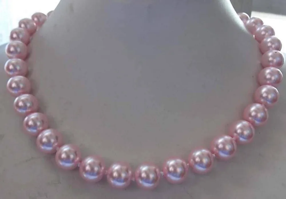 

Noble New 8mm AAA Pink South Sea Shell Pearl Round Beads Necklace 18'' AAA style Fine Noble real Natural free shipping