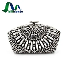 Freies Verschiffen Vintage Luxus Kristall Kupplung Schwestern Dame Dinner-Party Tasche Silber Rot Blau