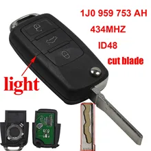 jingyuqin cut blade ASK 1J0959753AH 434MHz With ID48 Chip 3B Remote Key Case Fob For VW PASSAT Beetle Polo /Skoda With logo