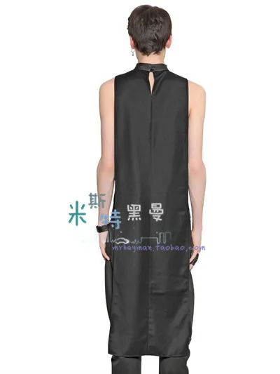 XS-5XL! новая мужская одежда GD стилист волос подиума спереди короткий сзади длинный полый жилет личности Плюс Размер певица костюмы