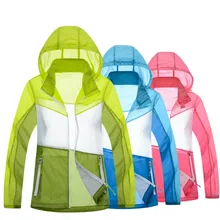 Для женщин s контраст Цвет Водонепроницаемый Кемпинг Пеший туризм солнце защитная кожа куртка Верхняя одежда пляжное Для женщин одежда с капюшоном для активного отдыха