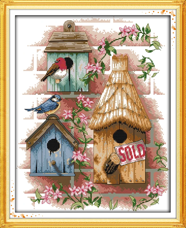 

Log cabin Counted Cross Stitch 11CT Printed 14CT Cross Stitch Set DIY Chinese Cotton Cross-stitch Kit Embroidery Needlework