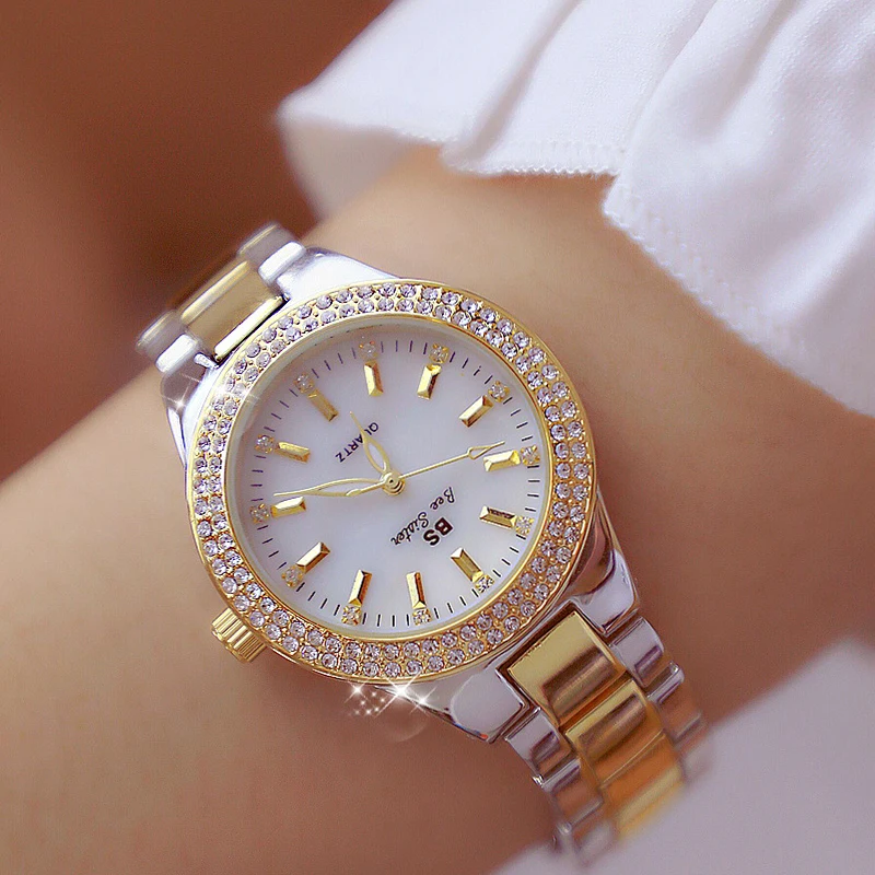 

2019 Luxury Brand lady Crystal Watch Women Dress Watch Fashion Rose Gold Quartz Watches Female Stainless Steel Wristwatches