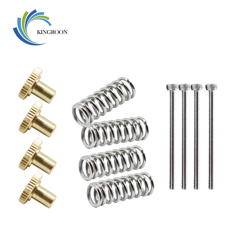 buy KINGROON New 4 Set lot Ultimaker 2 Hot Bed Spring Leveling Kit 4* Adjustment Nut+4*Springs+4*M3 Screw Heatbed Kit For 3D Printer