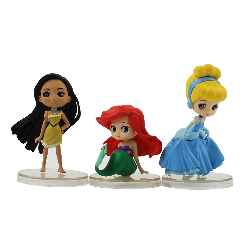 3pcs//lot Q Posket Figure Toy Princess Ariel Mermaid Snow White Tangled Rapunzel