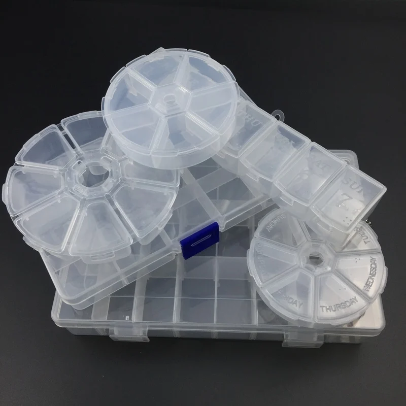

6/7/810/15/24 Slots Plastic Storage Box Transparent Rectangle Case Organizer Boxes For Small Handmade Packing Jewelry