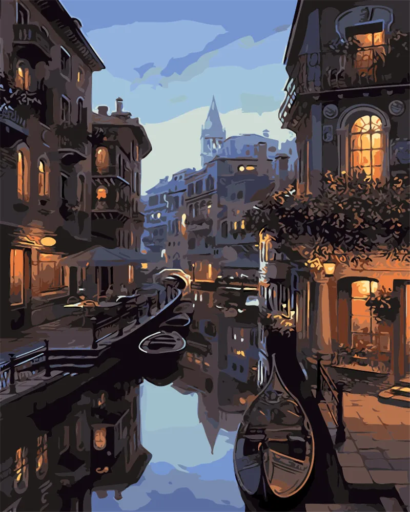 

Landscape light of night bridge river home Home Decor Painting pictures By Numbers Handwork Draw On Canvas Living Room Wall Art