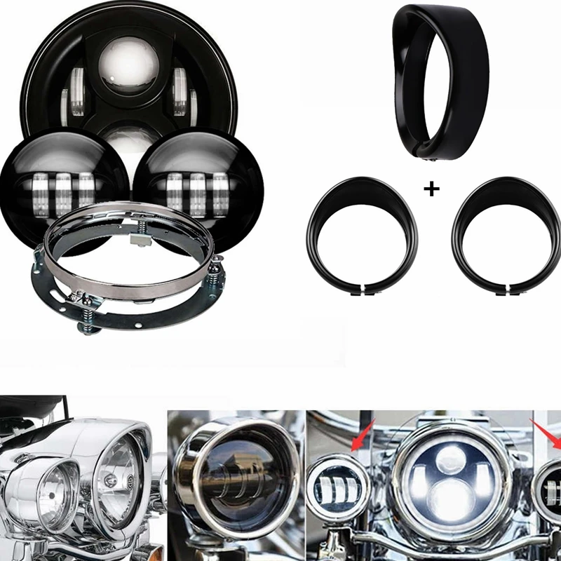 7 inch Led Headlight Trim Ring 4.5 inch Turn Signal Fog Light Trim Ring 7" Mounting For motorcyc