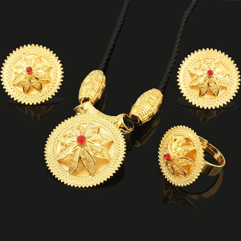 

Liffly Dubai Gold Jewelry Sets 18 Gold Necklace Jewelry Lanyard Design Plant Flower Woman Earrings Anniversary Exquisite Gift