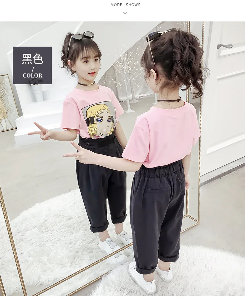 Calças da Criança do Verão Cintura com Cinto Elegantes para Meninas Crianças Menina Elástico Plissado Baggy Calças 3 6 8 10 12 14 Anos 6 Mamãe e Bebê