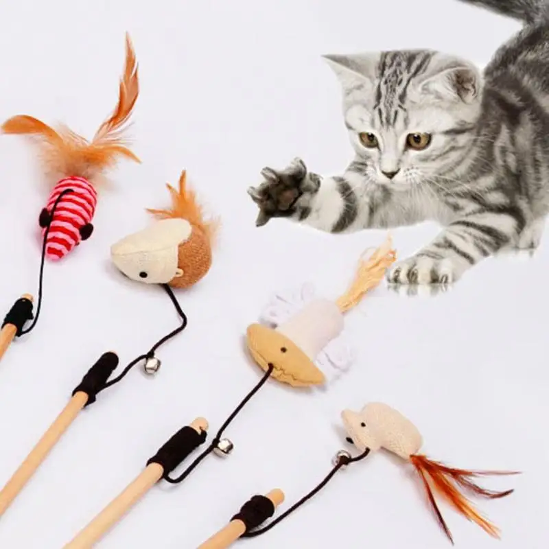 Pumpkin Feather Cat Teaser Stick Rod Cat Toys Funny Interactive Cat