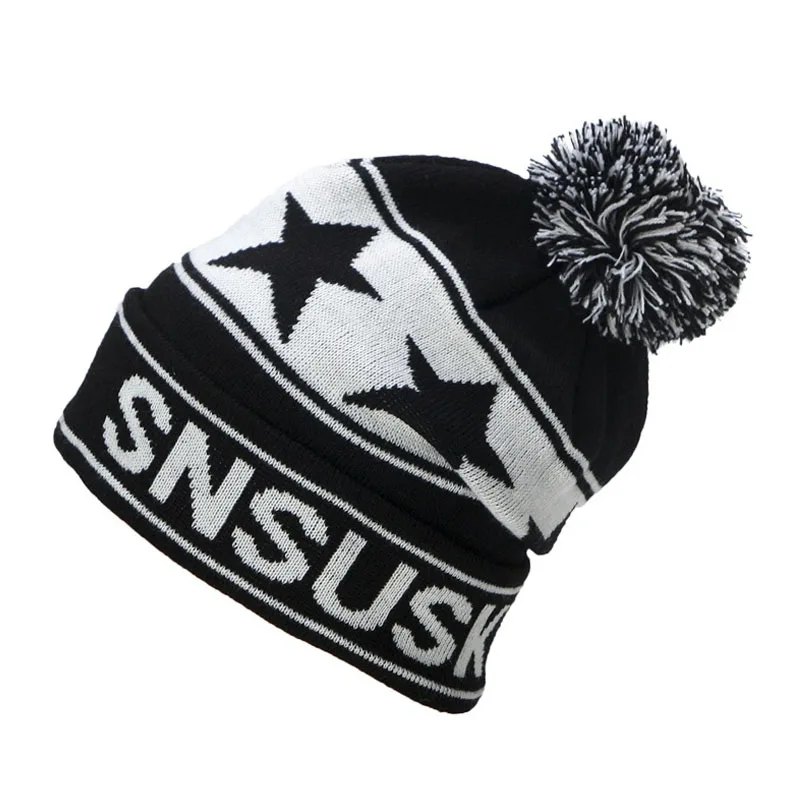 

SN.SU.SK Brand Ski Warm Winter Knitting Skating Skull Cap Hat Beanies Turtleneck Cap Ski Cap Snowboard For Men Women Touca Gorro