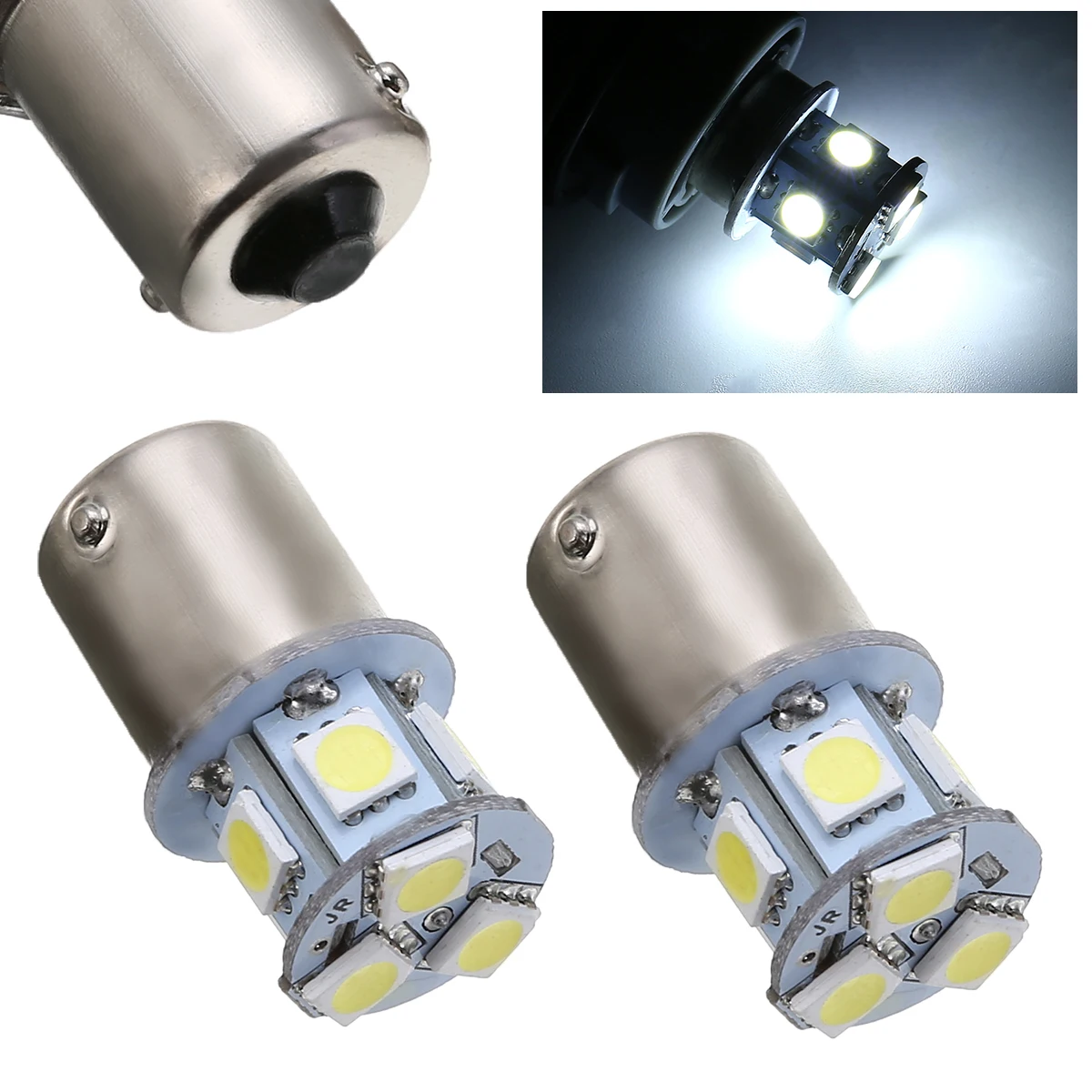 2X DC 12V 1156 Car Brake Light White 5050 8 SMD LED Tail Turn Signal Light Bulb Auto Side Marker Backup Stop Lamp