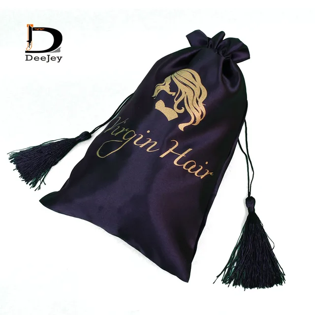 Satin silk bags for gift hair extension packing drawstring pouch