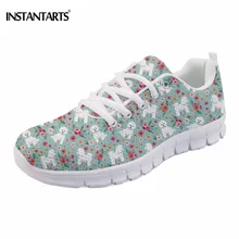 INSTANTARTS/милые женские туфли на плоской подошве с объемным животным принтом бишон фризе и цветочным принтом; Модные женские кроссовки; Повседневные Удобные сетчатые туфли на плоской подошве