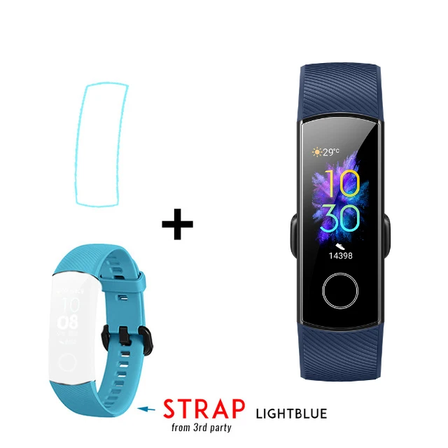 huawei Honor Band 5/5i спортивный браслет для здоровья, оксиметр, цветной сенсорный экран, для плавания, для обнаружения сна, сна, сердечного ритма - Цвет: blue add Light blue