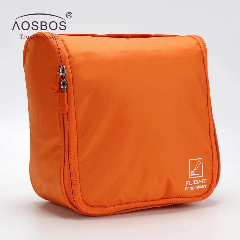 Aosbos Oxford женская косметичка на молнии, складная косметичка, органайзер, Мужская водонепроницаемая портативная дорожная сумка для туалетных принадлежностей - Цвет: orange
