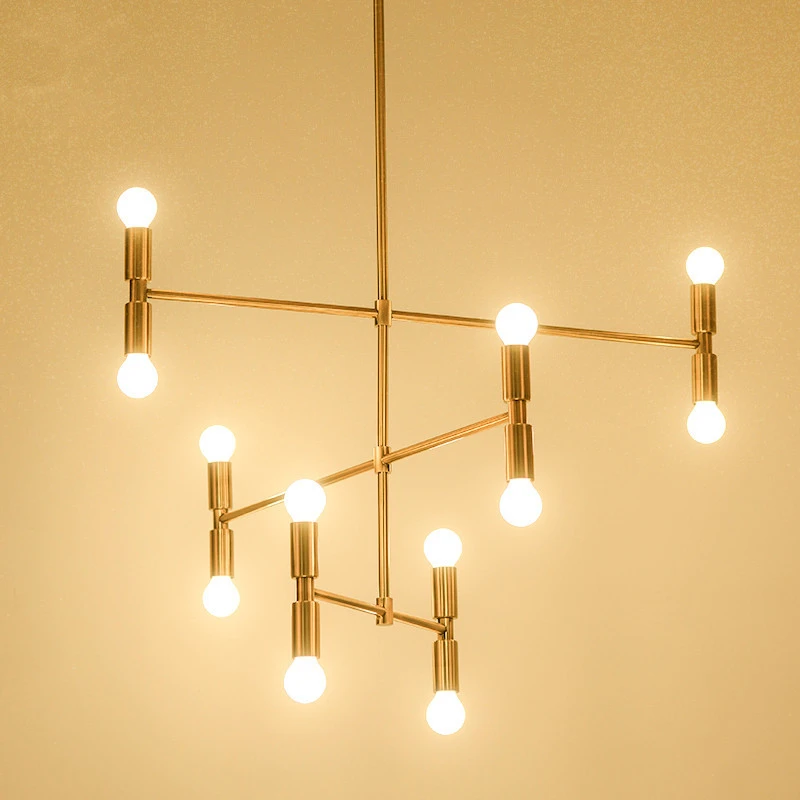  Post-modern Iron Art Chandelier Lighting Creative Bamboo Lustres LED Hanglamp Living Room Bedroom K - 32916913256