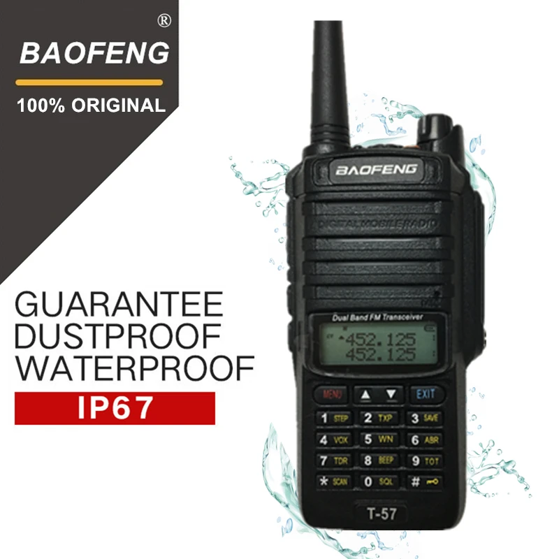 

Baofeng T-57 5W Waterproof Walkie Talkie CB Radio Station Portable Handheld 10KM Long Range UV-9R Two Way Radio VHF Transceiver