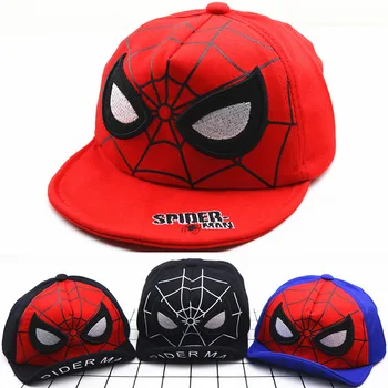 

Children's Cartoon Baseball Cap Spider man Kids Summer Hat For Boys Sun Hat For Girls Flat Brim Hip Hop