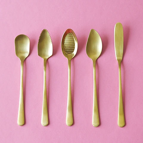 

5Pcs/ Set Dessert Spoon Scoop Tea Ice Cream Spoon Butter Knife Fruit Spoon