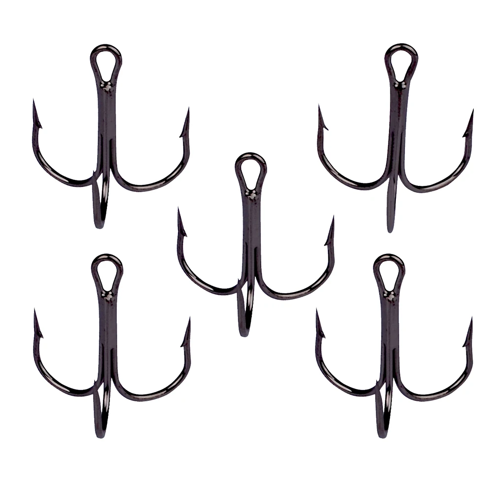 Black Fishing Hooks 50pcs/Lot 2/4/6/8/10/12/14# High Carbon Steel Treble Hooks Round Bent Triple Barbed Fish Hook Fishing Tackle