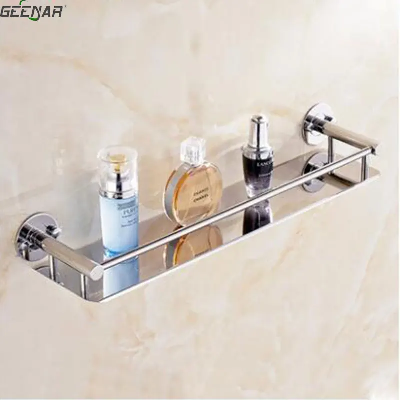

free shipping 304 stainless steel bathroom rack, wall hanging toilet, cosmetics rack, single mirror rack holder shinning shelf