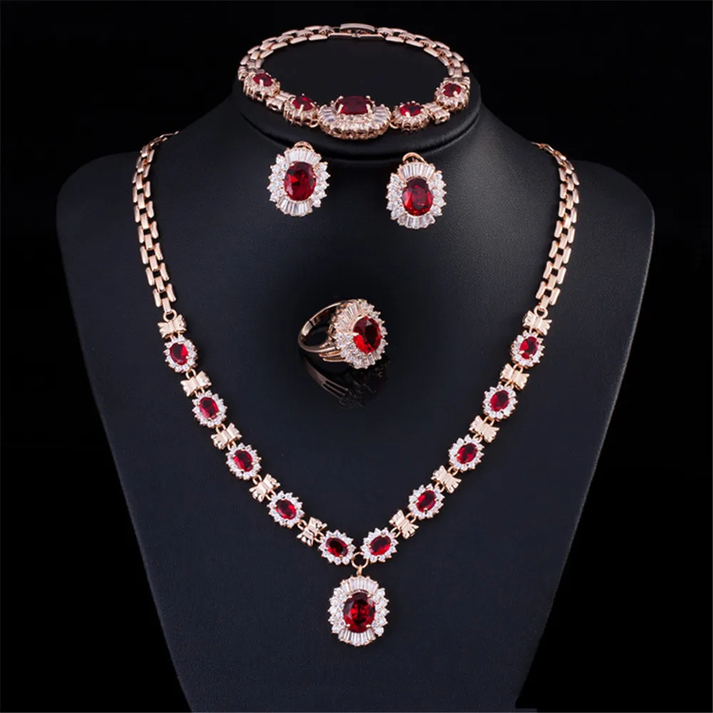 

Luxury Fashion Jewelry Set Pendant Necklace and Earring Ring bracelet Set of shiny crystal from Austrian suitable