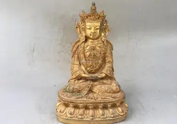 

10'' bronze gild gold tibetan buddhism Amitabha buddha statue