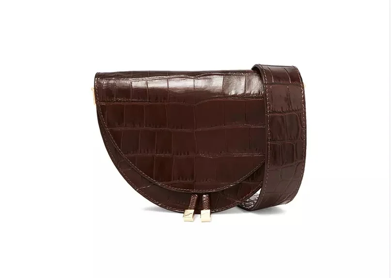 Модные Аллигатор кожаный седельный мешок женские роскошные сумки на плечо Маленькие Круглые сумки осенние и летние сумки через плечо - Цвет: Alligator Brown
